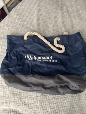 Strandtasche Loipersdorf Thermenresort blau grau neu groß 