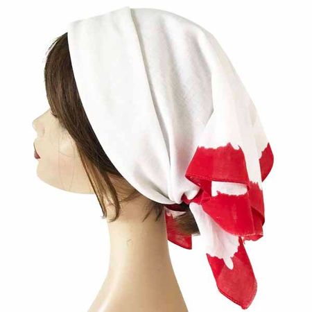 Grosses Baumwolltuch Bandana weiss m rotem Rand VINTAGE 30s