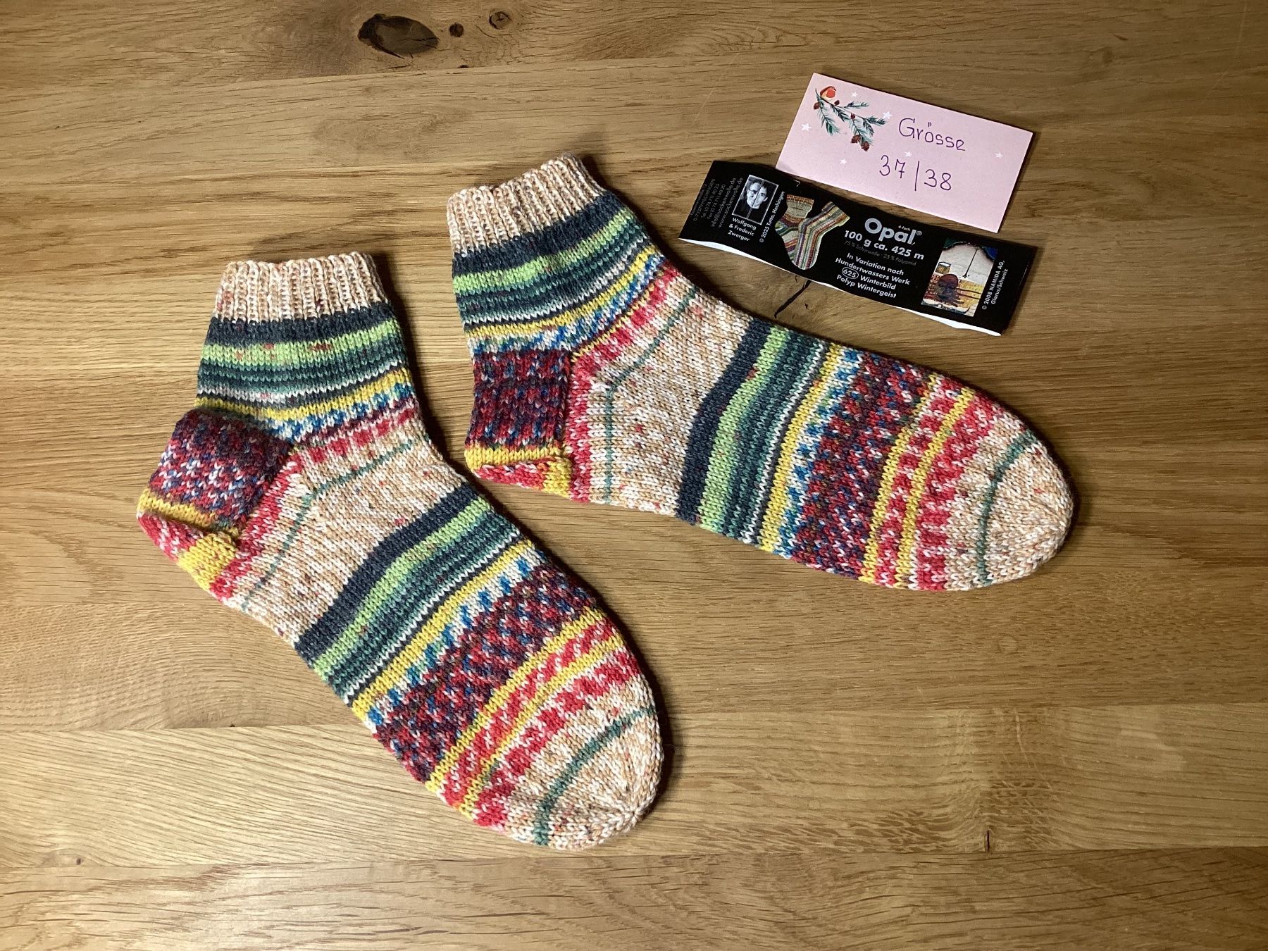 Calze: Handgestrickte Hundertwasser Söckli – Nuovo e nell'imballaggio originale da Flawil venduto da kruemeli02 4