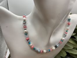 Collier aus nat. Steinen, Fruehlingsfarben