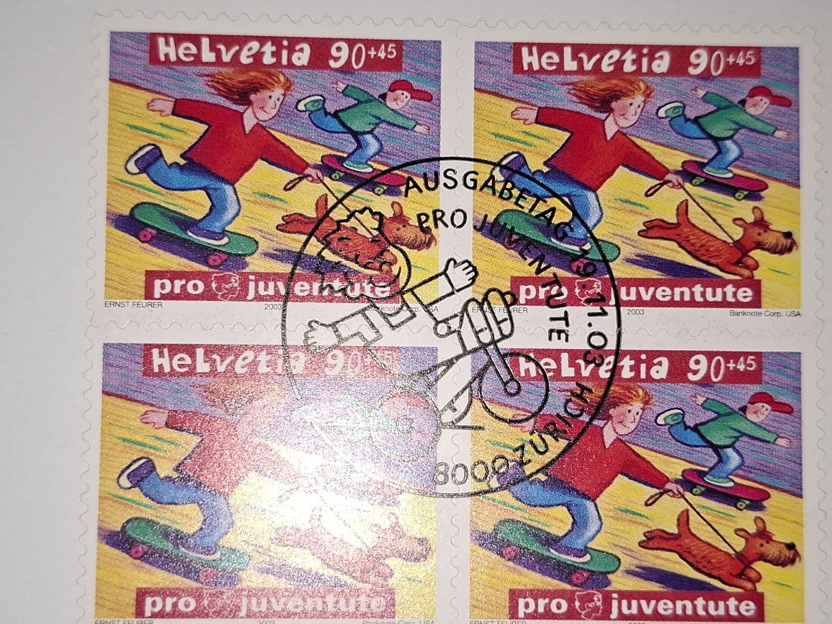 Tutti i francobolli: Pro Juventute FDC 4er Blocks 2003 – Usato da Balgach venduto da SIMEON27 1