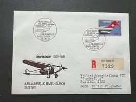 Flugbrief Swissair Basel-Zürich 1981  (M69)
