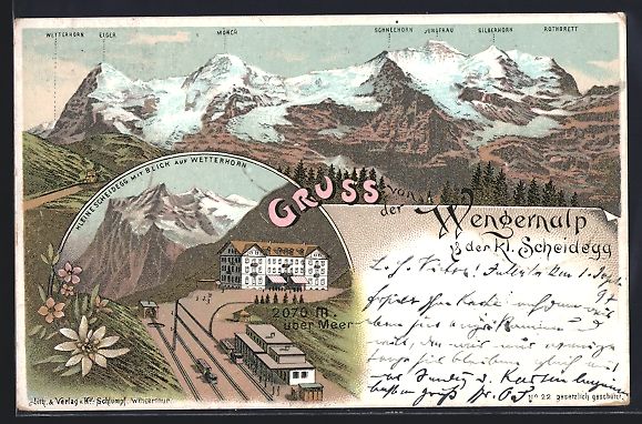 Ansichtskarten: Litho Wengernalp, Kleine Scheidegg mit B – Gebraucht aus Berlin von bartko-reher
