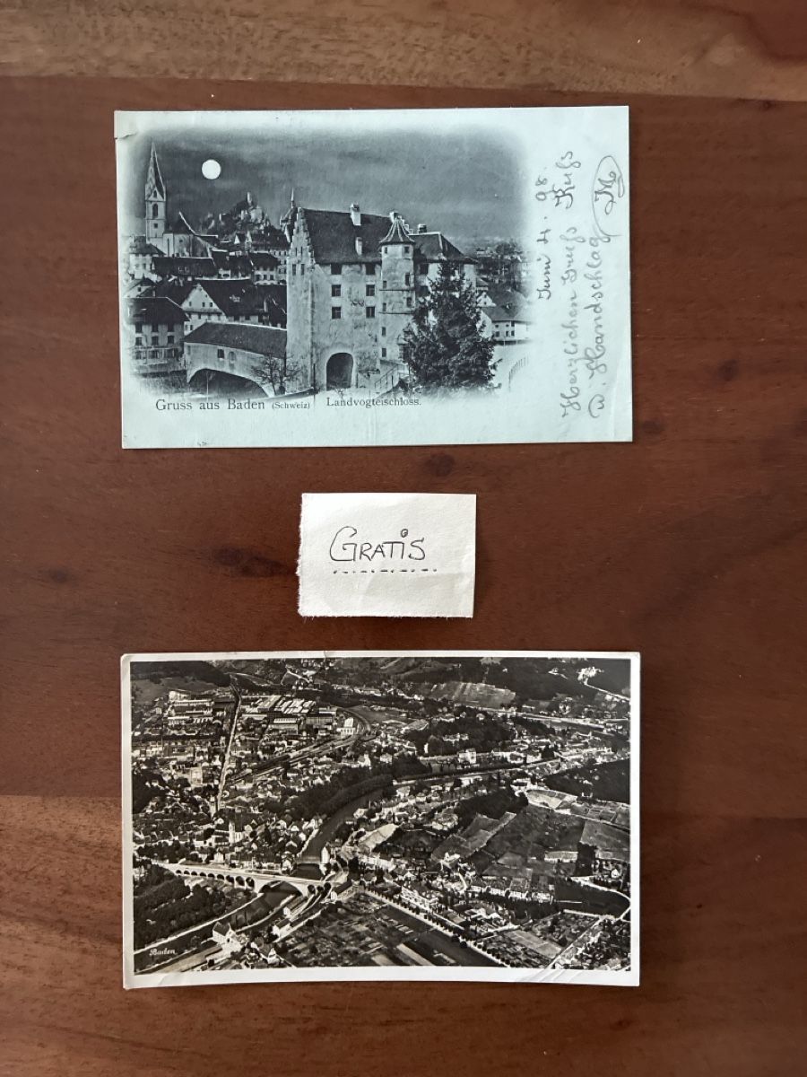 Cartoline postali: 5 Ansichtskarten Schweiz von Baden AG – Usato da Oftringen venduto da Cla.vD.74 3