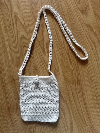 Handgehäkeltes Tasche weiss, 100% Baumwolle, Boho Style