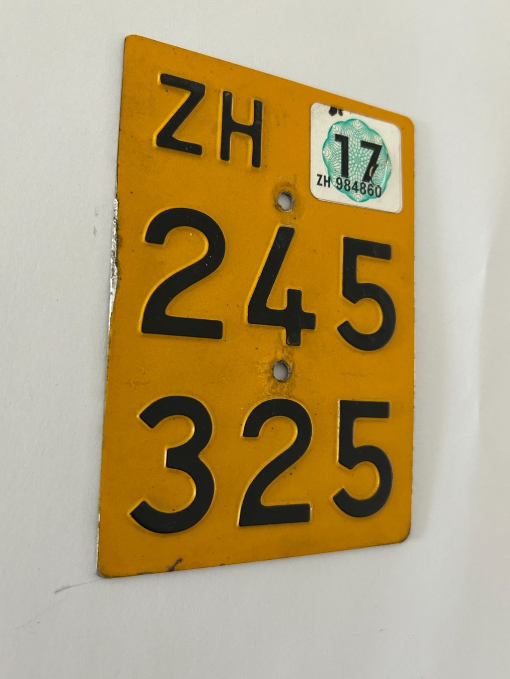 Insegne: Mofa Töffli Schild ZH 245 325 gelb – Usato da Uster venduto da Joelsimondunja 1