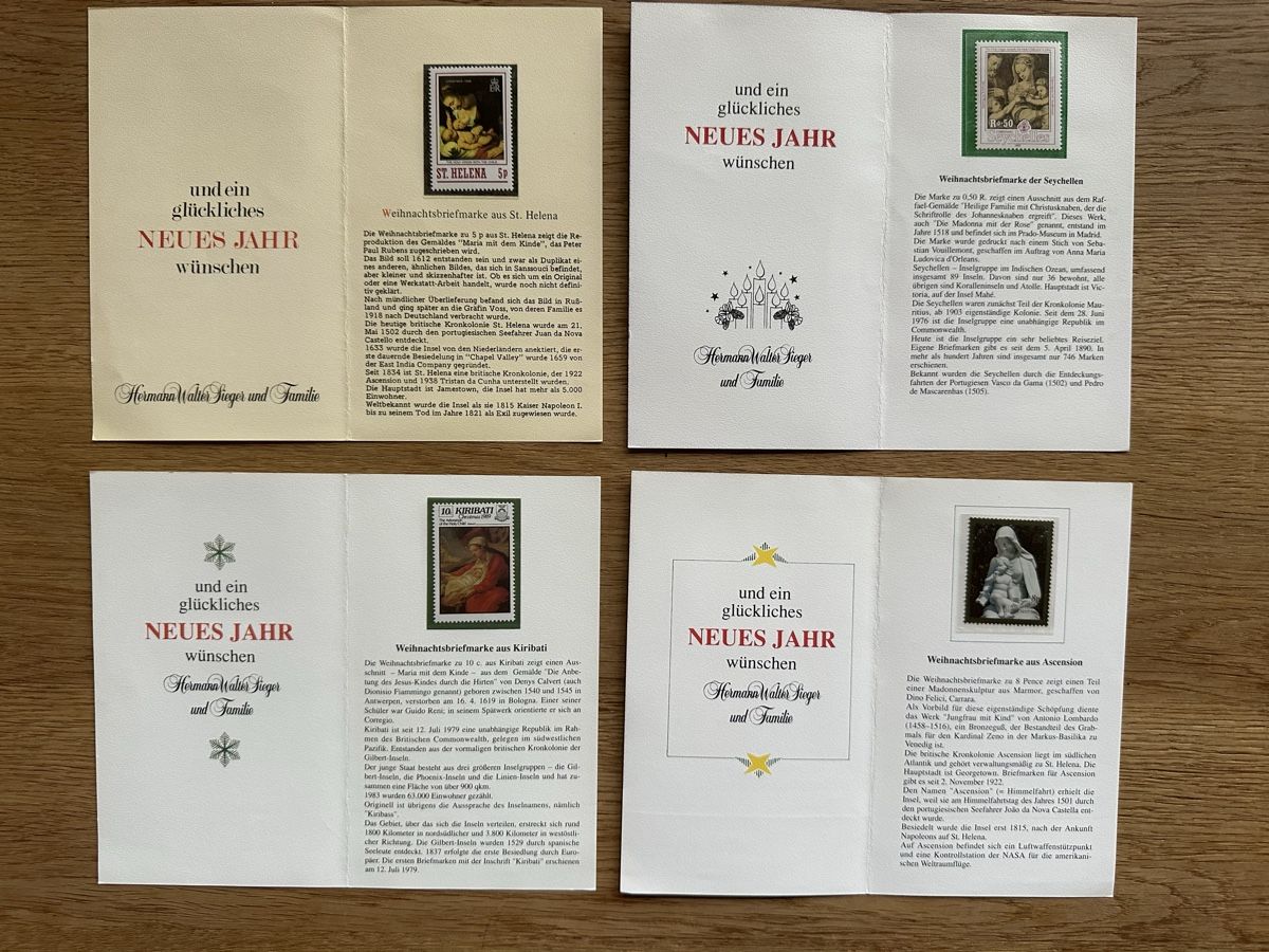 Alle Briefmarken: Weihnachtskarten - 4 liebevoll gestaltete Weihnachtskarten m – Gebraucht aus Schmitten / FR von Samsara169 2