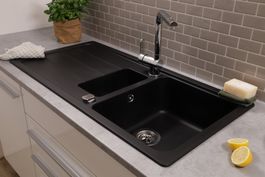 1017- Granit Küchenspüle Küchenspüle Austin 100x50cm Schwarz