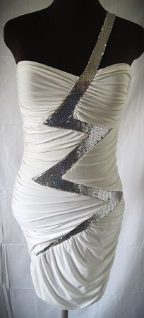 Figurbetontes Stretchkleid mit Blitz-Pailletten & Raffungen