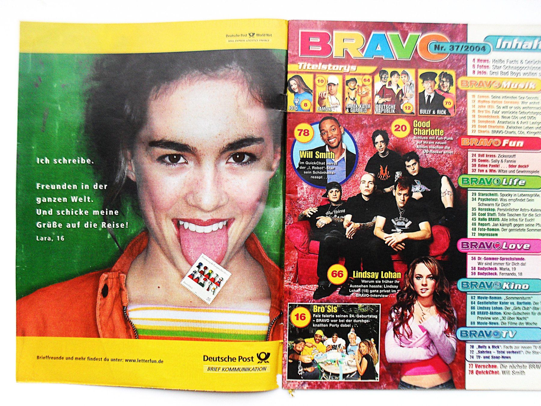 Zeitschriften & Magazine: BRAVO Heft 01.09.2004 - EMON - JOJO - WILL SMITH  LINDSAY L. – Gebraucht aus Zürich von erfreut01 2
