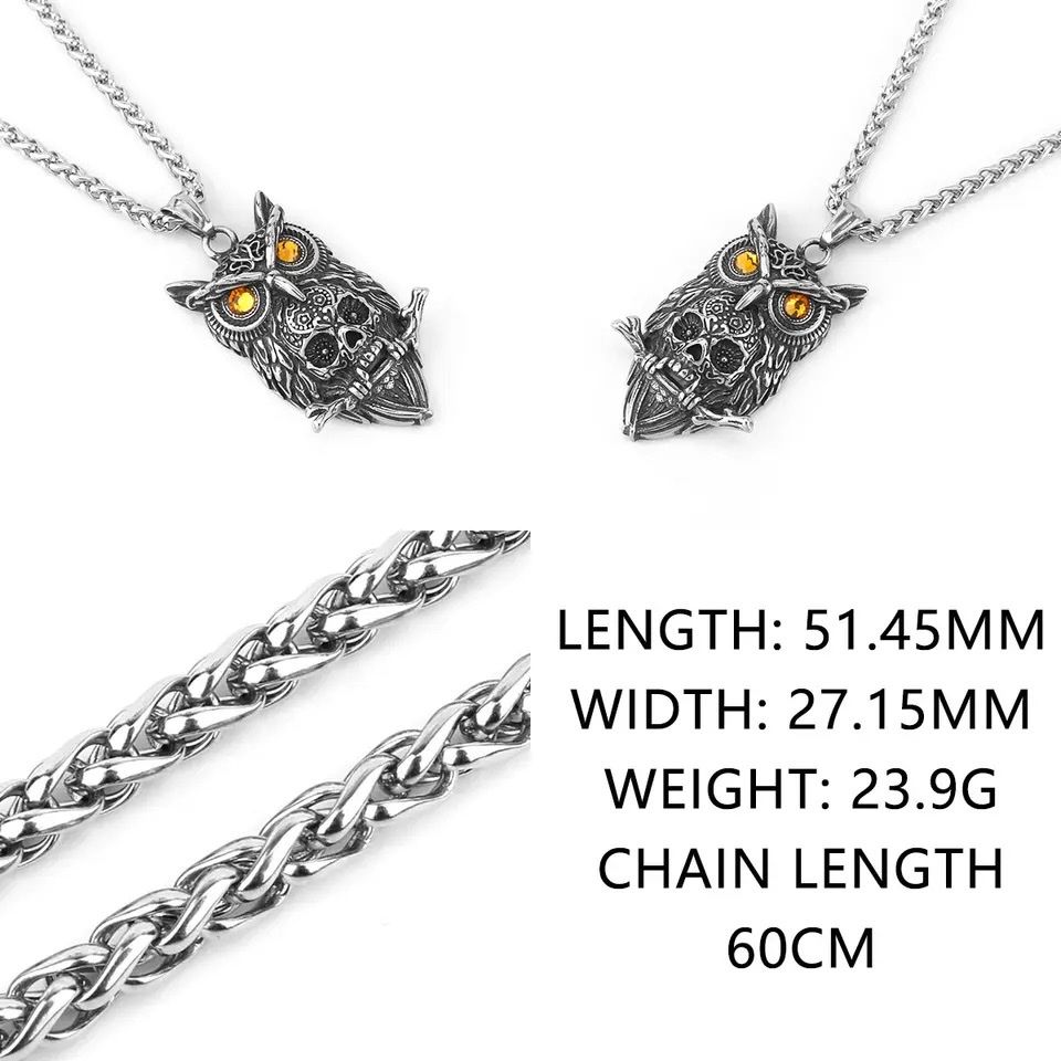 Ketten: Gothic Owl Skull Viking Pendant Necklace – Neu und originalverpackt aus Aarburg von StavFashion 5