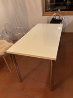 Bürotisch weiss Metallbeine 140x70cm