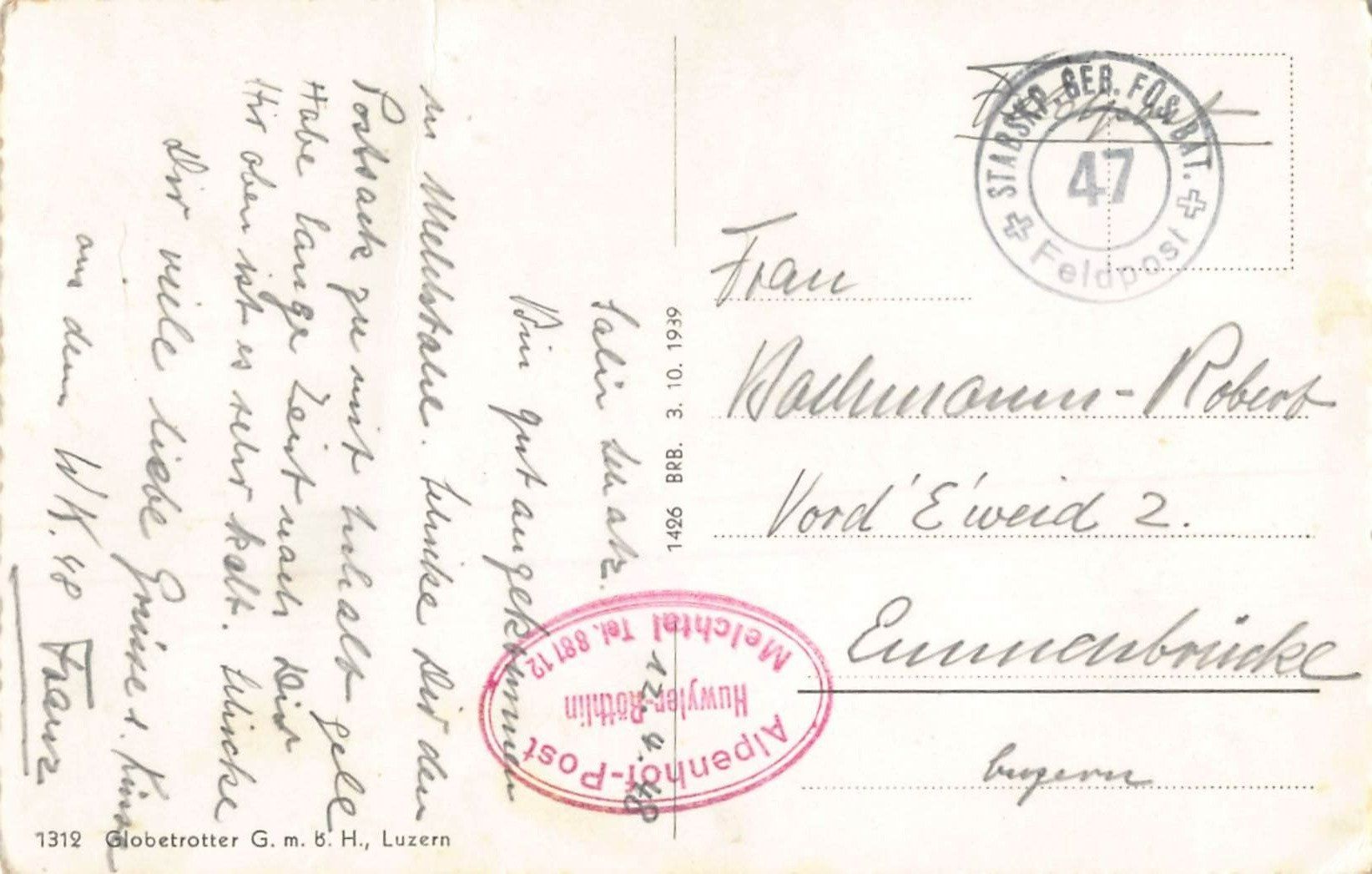 Cartoline postali: Gruss vom MELCHTAL - alte Postkarte 1948 – Usato da Winterthur venduto da SchatzchischtliWinti 1