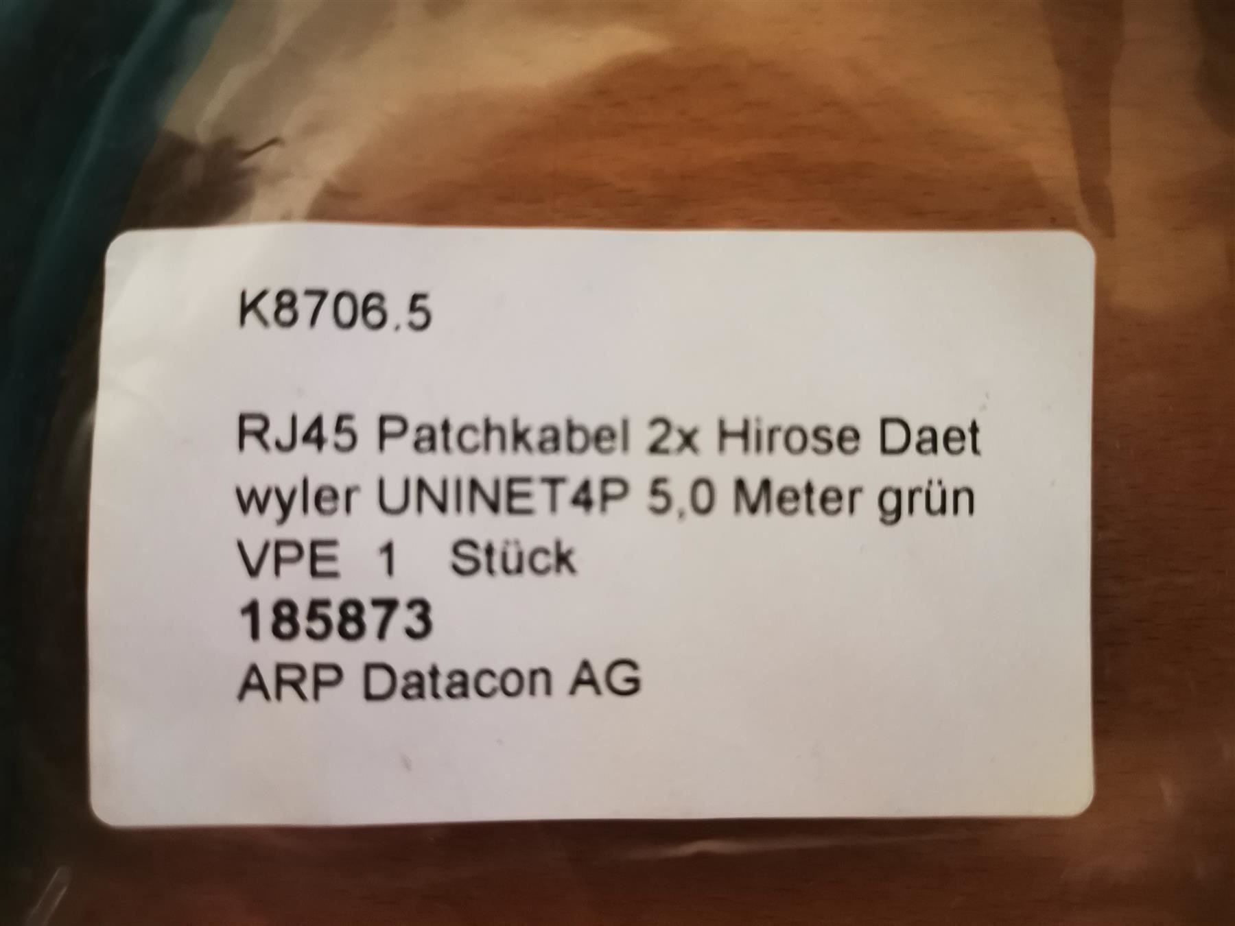 Dätwyler Cavi: Patchkabel Daetwyler UNINET4P, 5m, Grün – Nuovo e nell'imballaggio originale da Buchs ZH venduto da Sutoris 1