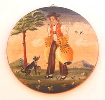 Alte Appenzeller Bauernmalerei Öl auf Holz sig. M. Fey 1974