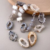 Druzy Achat Perlen Kette Echt Collier Géode Agate Perle