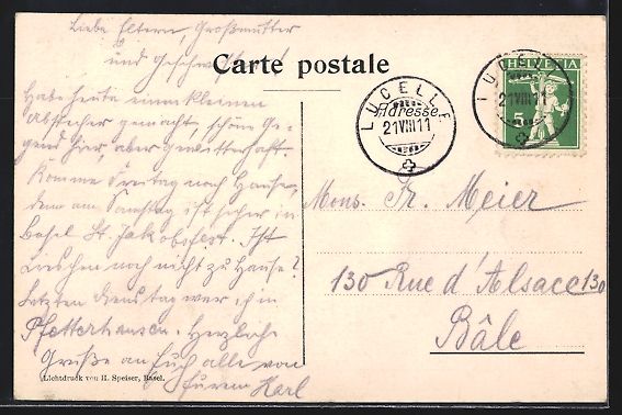 Cartes postales: AK Lucelle, Ortsansicht, 1911 – D'occasion à Berlin par bartko-reher 1
