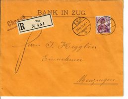 R - Siegelbrief - Perfin Bank in Zug 1912