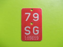 Velonummer / Fahrradnummer SG 79