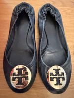 Tory Burch Classic Reva Ballet Flats Size 7.5 Black/Gold Use