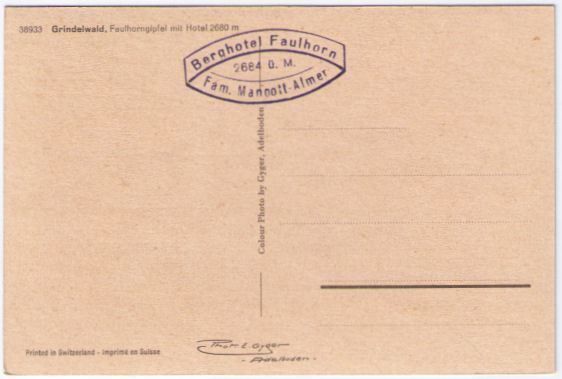 Cartoline postali: Grindelwald - Faulhorn Gipfel – Usato da Binningen venduto da Mountainrider 1
