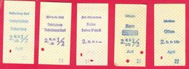 5 x PAPIER FAHRSCHEINE SBB GEBRAUCHT