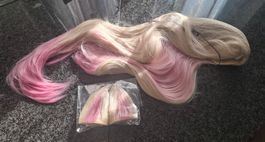 Lange Damenperücke Blond-Rosa + Extensions  Ahri KD/A