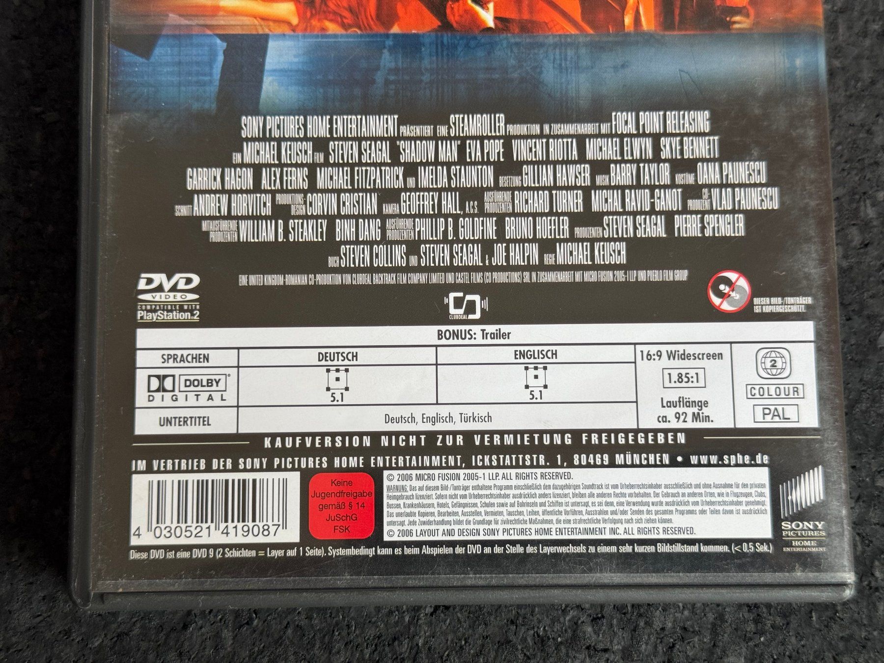 Tous les DVDs: SHADOW MAN "Kurier der Todes" DVD DE/EN Steven Seagal – D'occasion à Fribourg par tschjoly 3