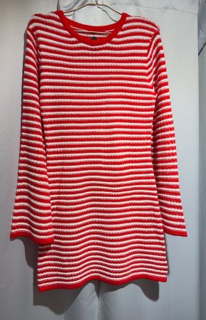 *SALE* Mini-Strickkleid, rot/weiss gestreift