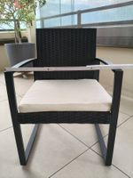 Gartenstuhl Rattan Schwarz mit Auflage Sitzbreite 47cm