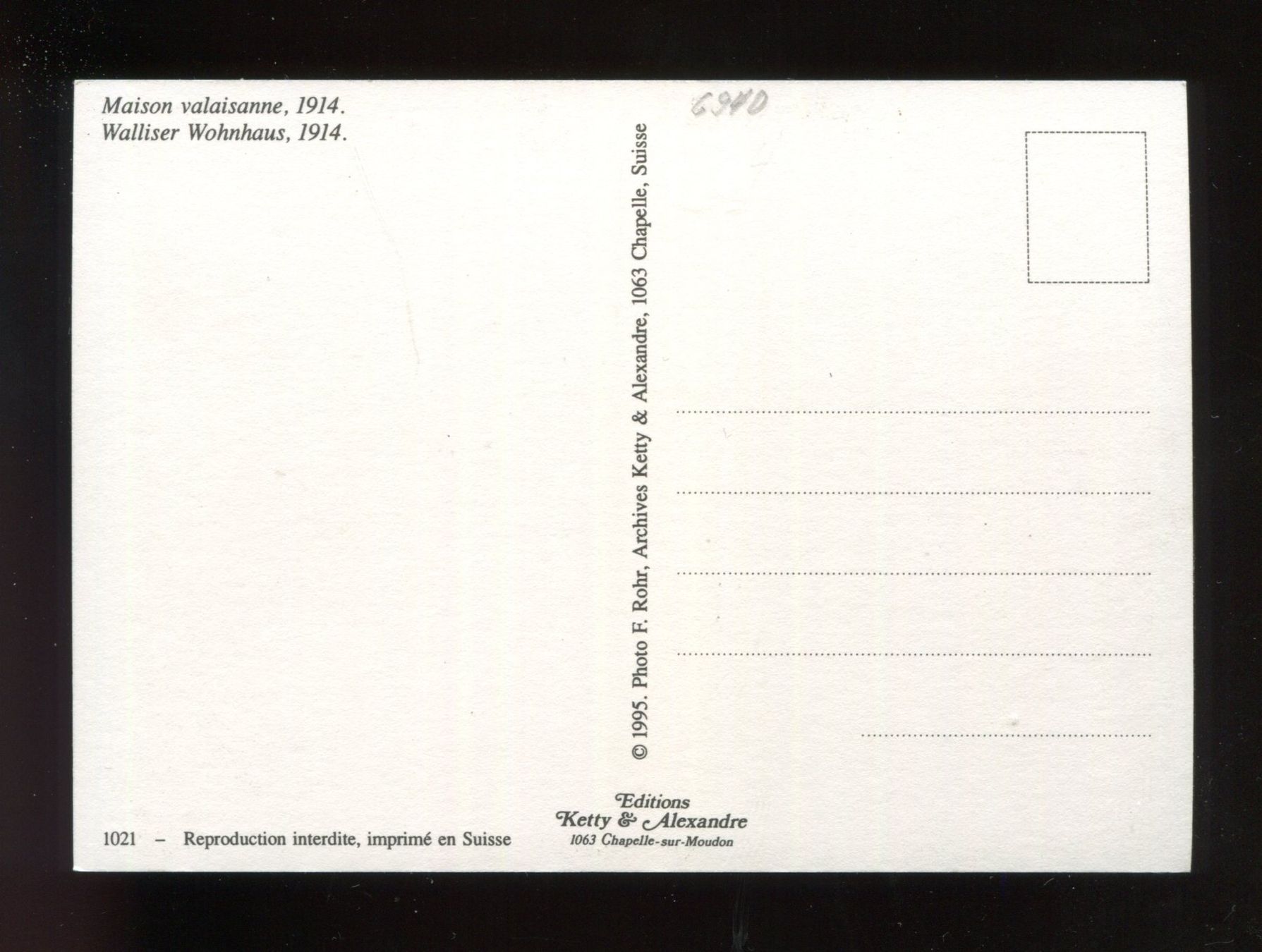 Cartoline postali: Walliser Wohnhaus, 1914 – Usato da Aarau venduto da Elmaar41 1