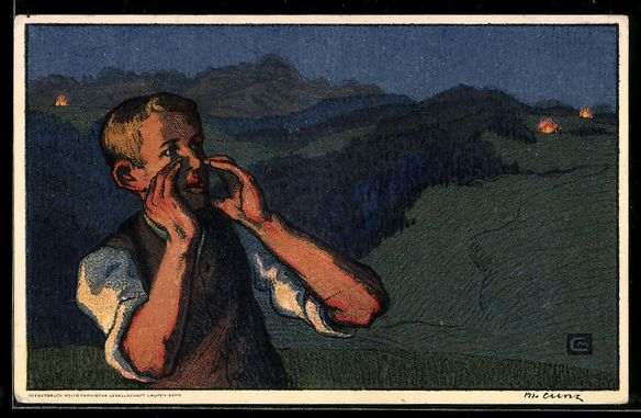 Ansichtskarten: Schweizer Bundesfeier 1926, Knabe ruft i – Gebraucht aus Berlin von bartko-reher
