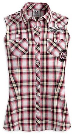 Harley-Davidson Speed Kat Plaid Sleeveless Woven Shirt XS