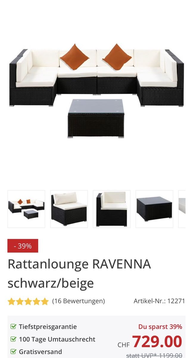 Liegen & Liegestühle: Rattanlounge Ravenna – Neu (gemäss Beschreibung) aus Wynau von xRahelx 5