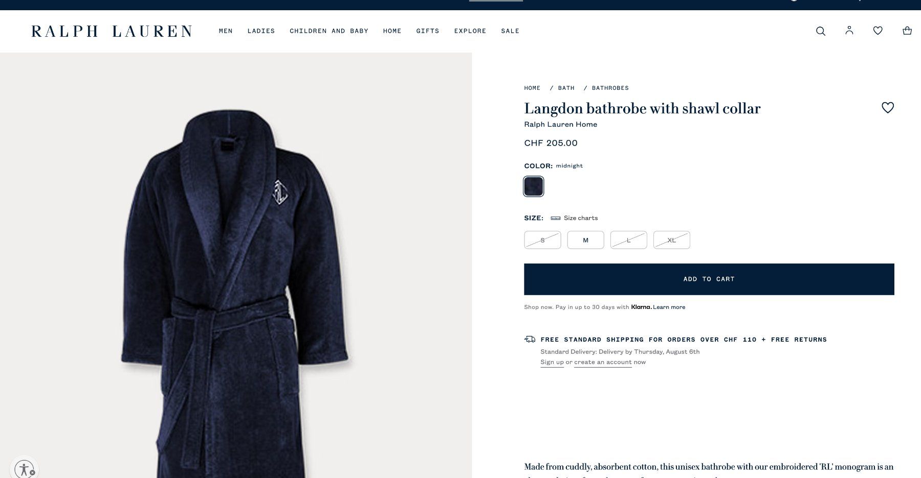 Ralph Lauren Accappatoi: Ralph Lauren Tartan Terry Bathrobe S-M – Usato da Kilchberg ZH venduto da selinaonadn 1