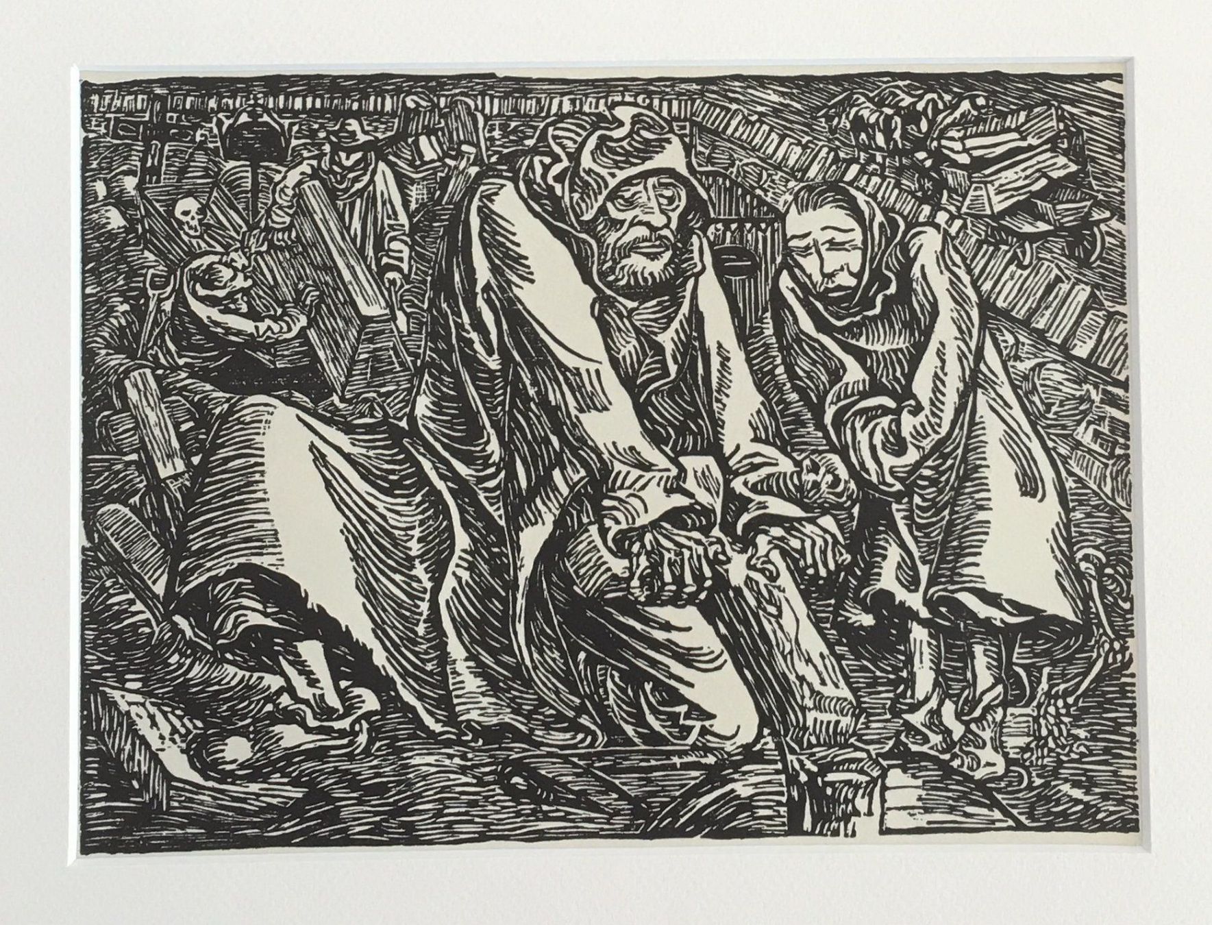 Xilografie: Ernst Barlach  "Männer an Gräbern"  und   "Der Kindertod" – Usato da Nennigkofen venduto da juhit