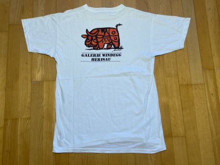 Vintage 80s T-Shirt Switzerland Cow Art Back Print Sz L