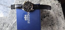 Neue Festina Uhr mit schwarzen Lederarmband
