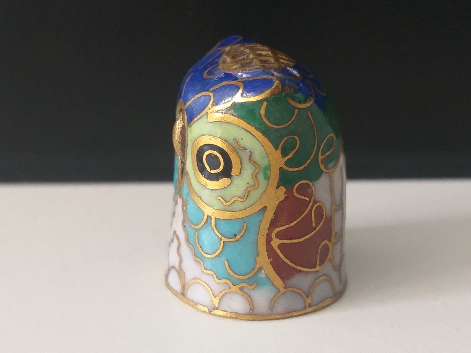 Ditali: Dé à coudre tête de chouette cloisonné – Usato da Cossonay-Ville venduto da Les_1001_perles 3