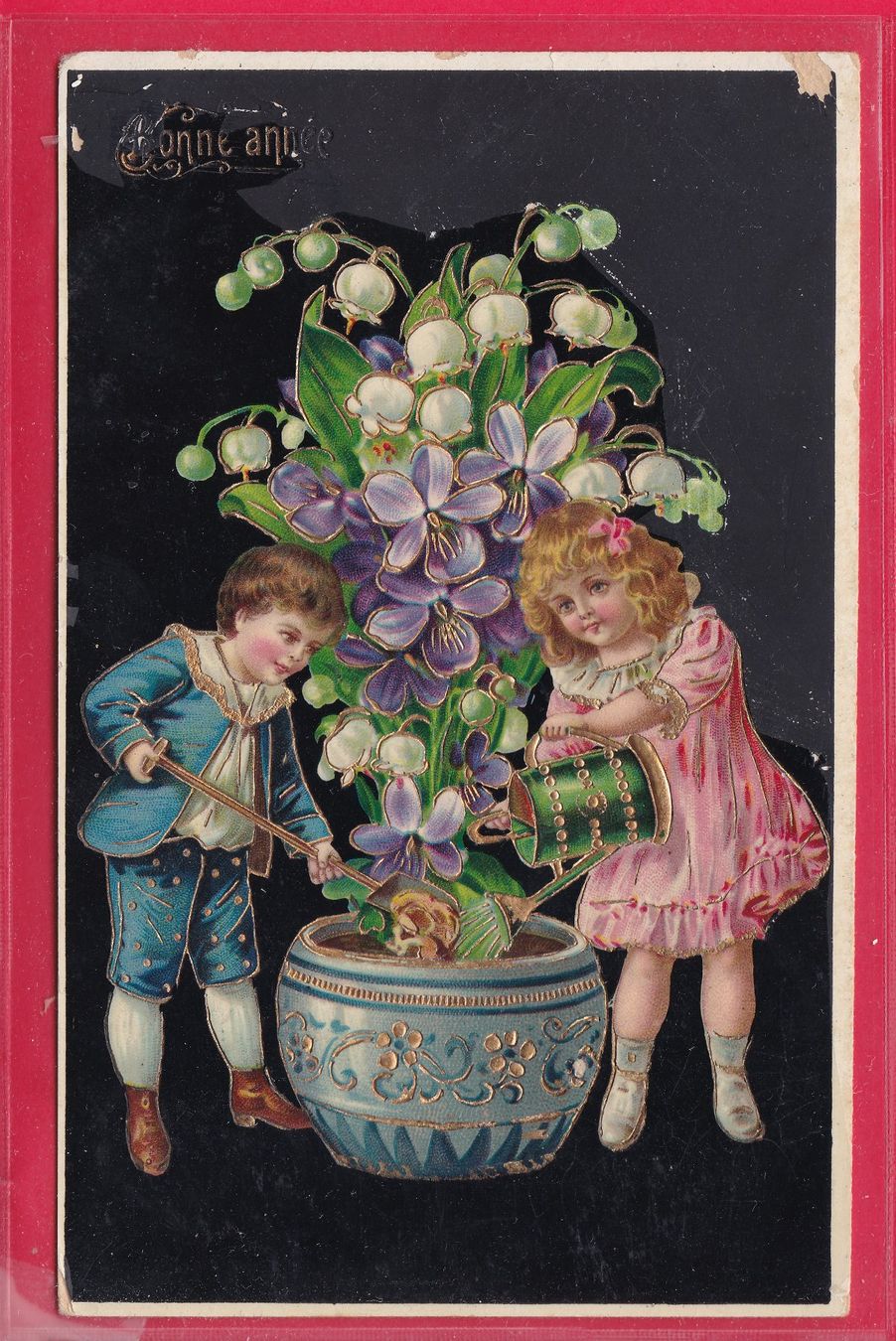 Ansichtskarten: BONNE ANNÉE, 2.1.1911 – Gebraucht aus Oberrieden von Gebirgsstelze