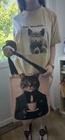 Funny Cat Graphic Tee & Tote Bag Set - Great Summer Style!