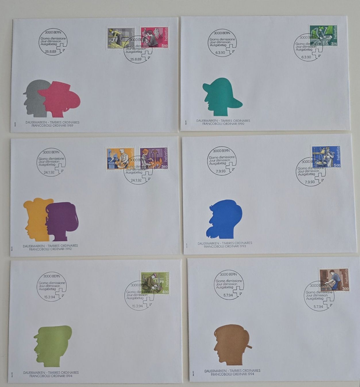 Tous les timbres: Briefumschläge mit Schweizer Briefmarken 1989-1994 – D'occasion à Duebendorf par Dguguseli