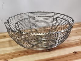 Drahtkorb Set 2-teilig Metall silberfarben gebraucht(A69)