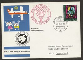 Ballon Schweiz 1971 Olten Brittnau Luftpost
