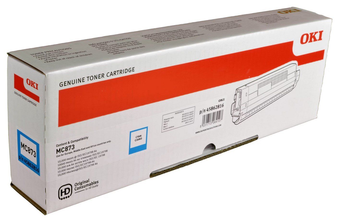 Oki Druckerpatronen & Toner: Original Oki MC873, Oki MC883 cyan Toner, 45862816 – Neu und originalverpackt aus Glattbrugg von copytron
