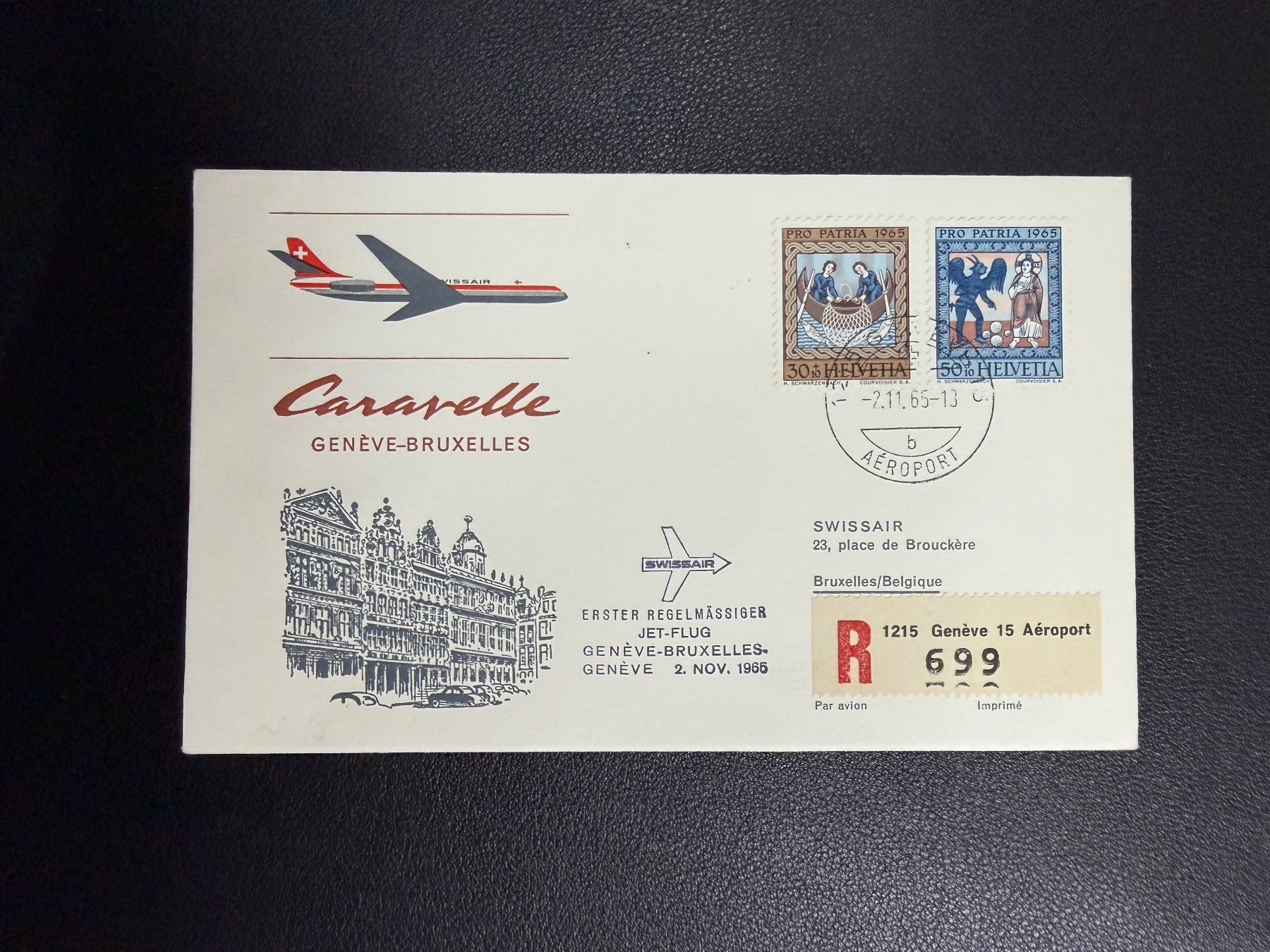 Tutti i francobolli: Swissair Erstflugbrief Genf - Brüssel 1965 – Usato da oberrüti venduto da jeanmei