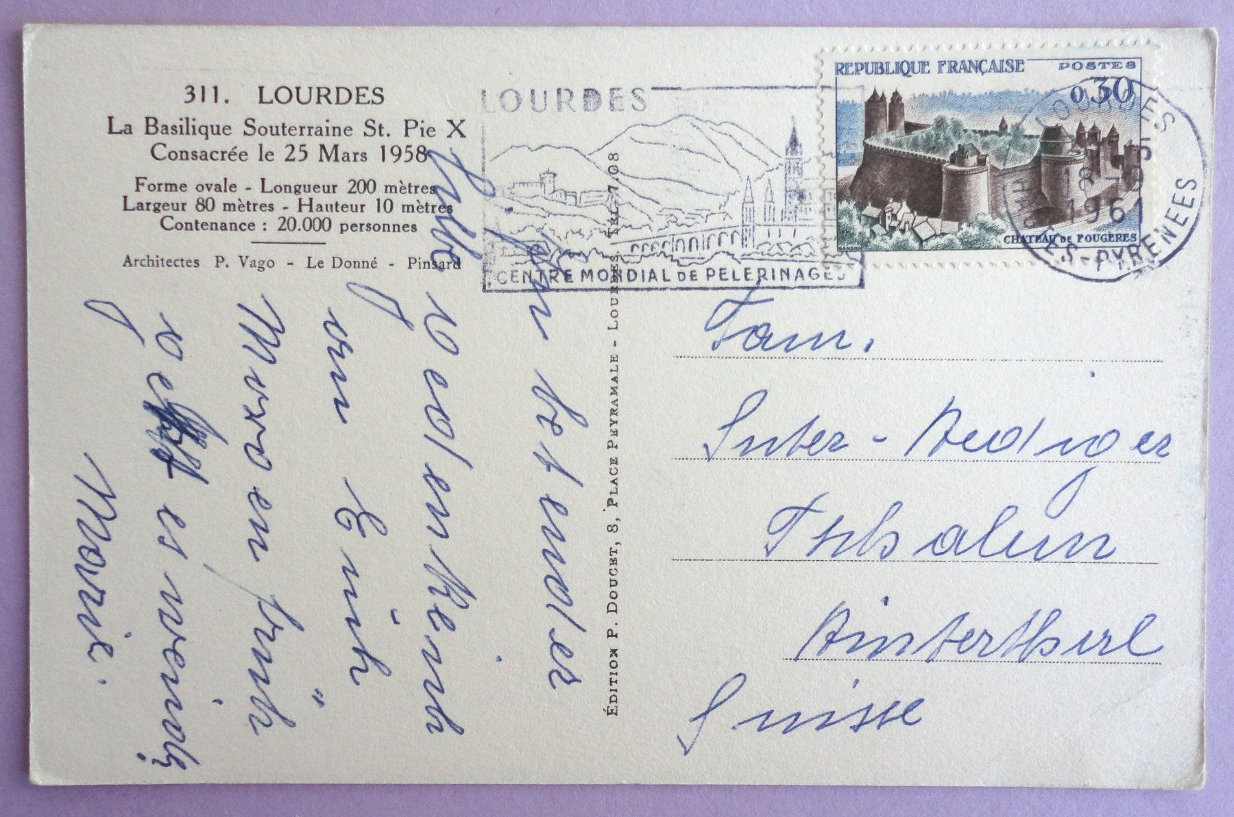 Ansichtskarten: Lourdes - La Basilique Souterraine St. Pie X – Defekt aus Fétigny von Billy2miny 1