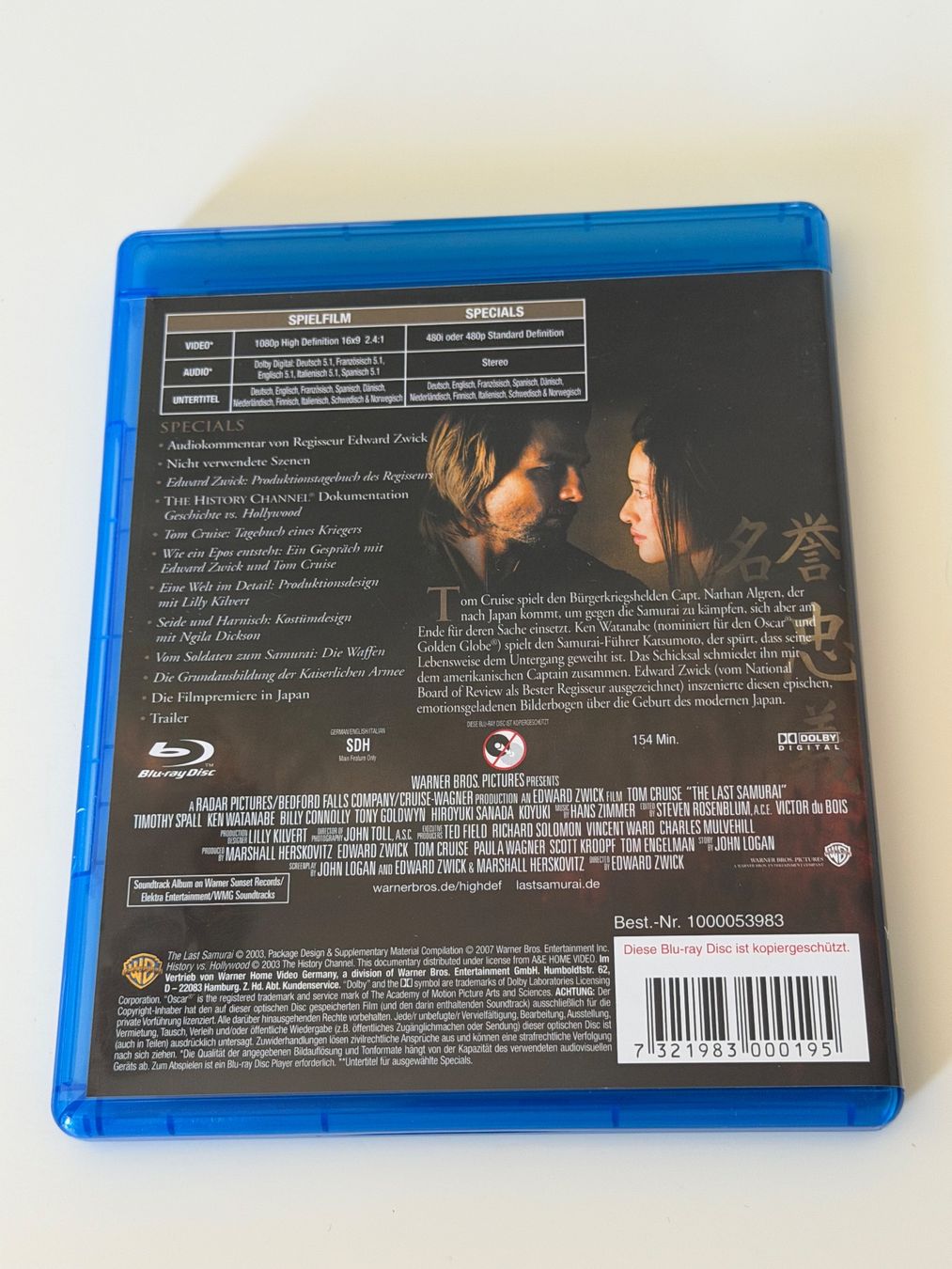 Tutti i DVDs: Tom Cruise Last Samurai Blu-ray – Usato da Altstätten SG venduto da sheamus 1