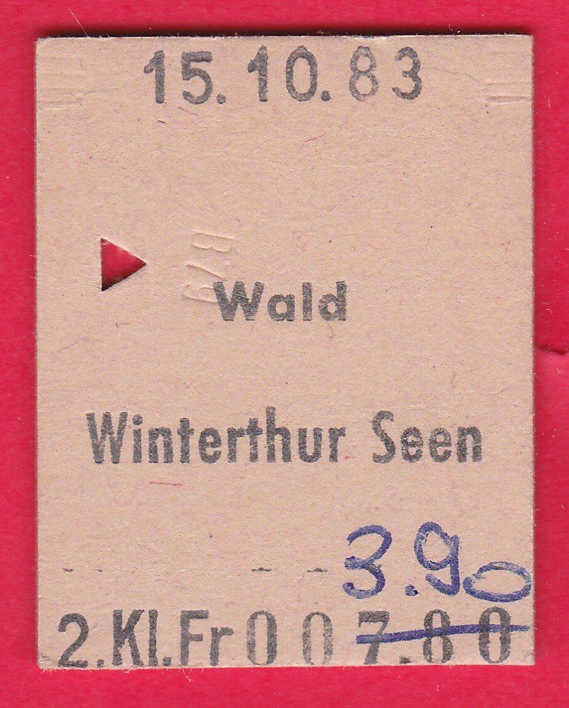 Tickets: KARTON BILLETT, WALD - WINTERTHUR SEEN, 2.KLASSE, EINFACH – Gebraucht aus Oberrieden von Gebirgsstelze