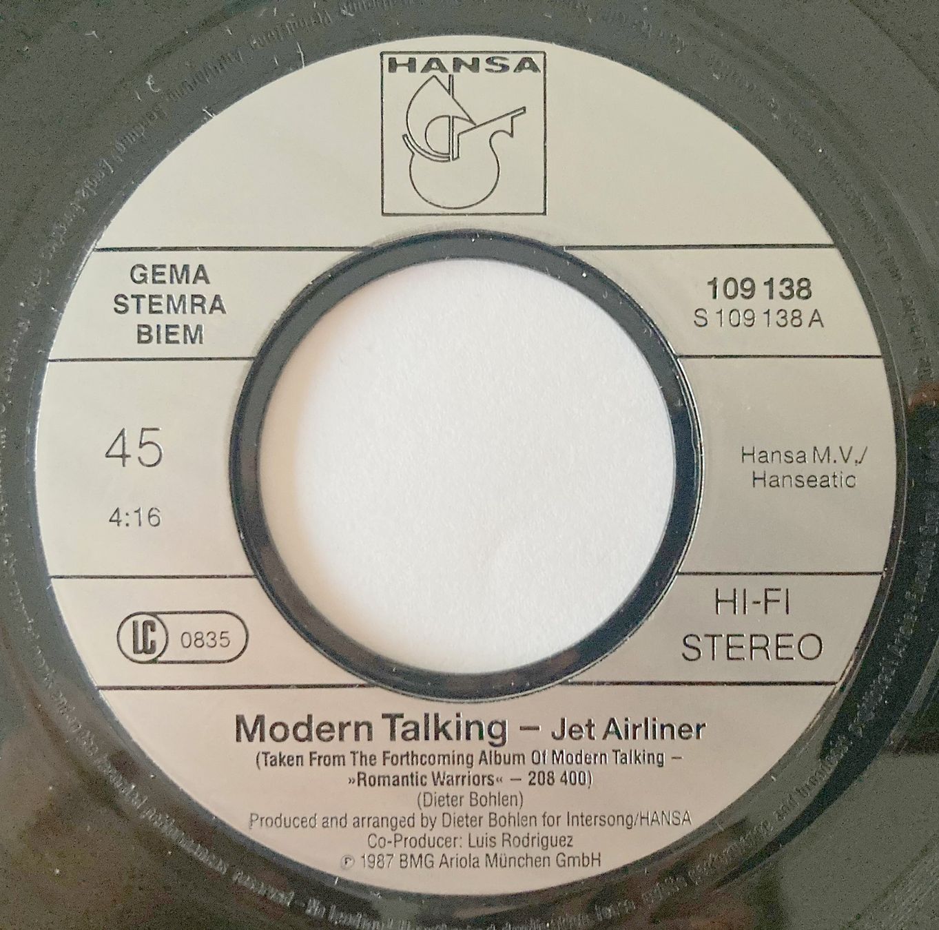 Schallplatten: MODERN TALKING - JET AIRLINER – Gebraucht aus Bottens von hotter-than-hell 2